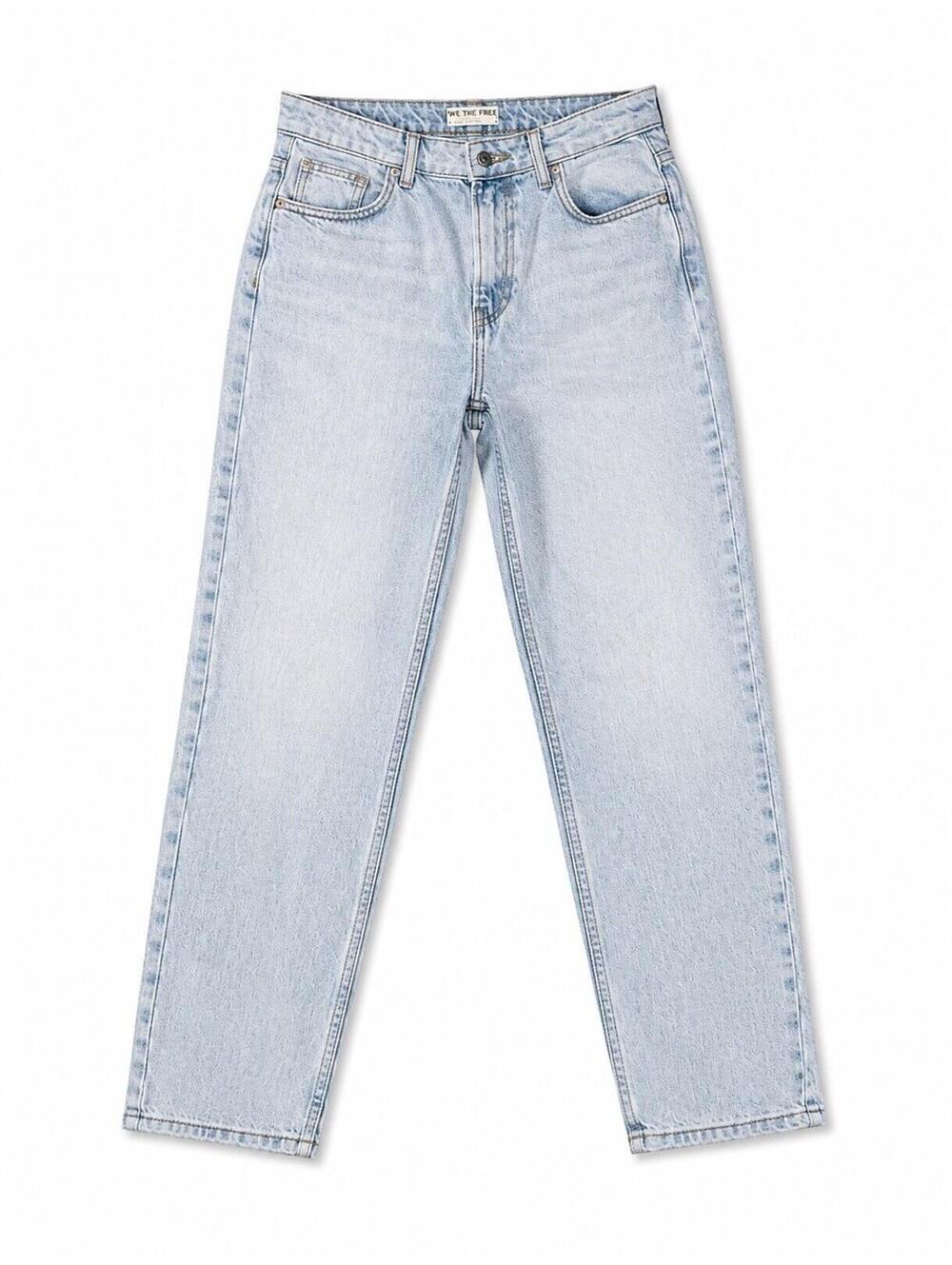 We The Free Free People High Rise Straight Leg Jeans Light Wash 25 Button Fly